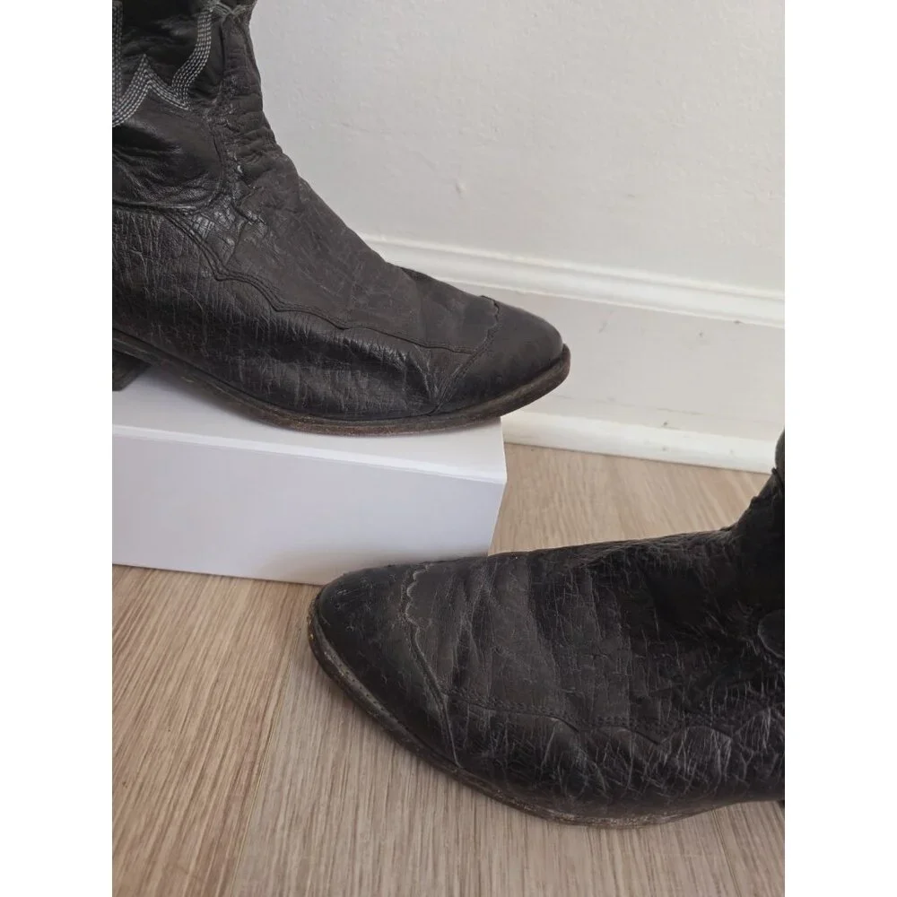 Tony Lama Y2060 Black Leather Embroidery Western Cowboy Pull On Mens Boots 11 D - Picture 4 of 12